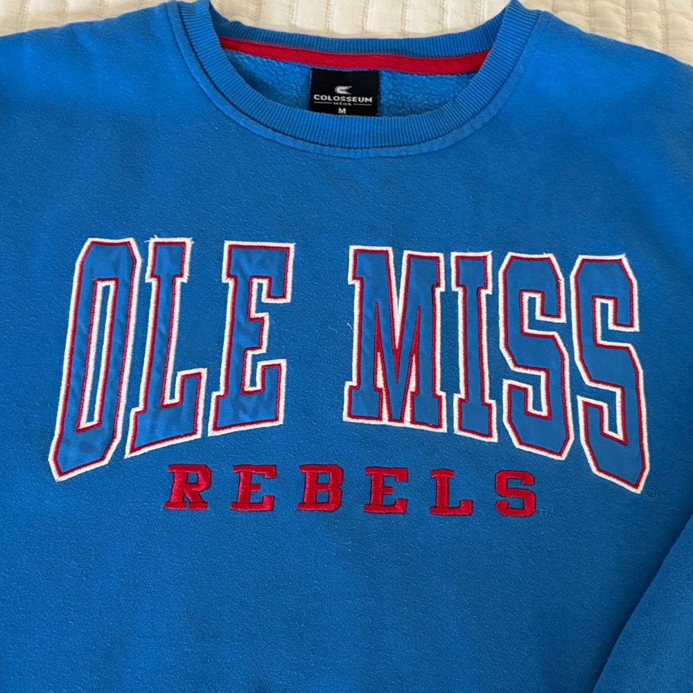 Colosseum Blue Ole Miss Rebels Crewneck Sweater - Picture 2 of 3